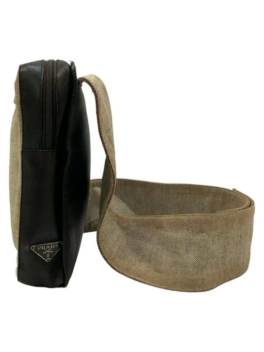 Prada Bag Beige Dark Brown Leather